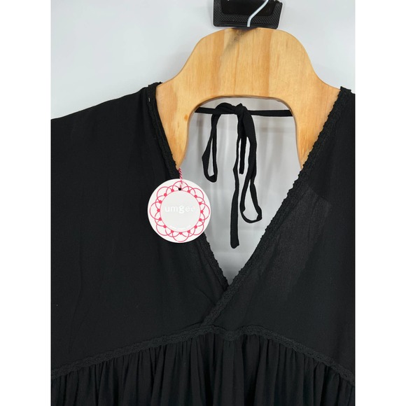 UMGEE Women's black v neck baby doll boho top blouse size large NWT - Picture 3 of 3